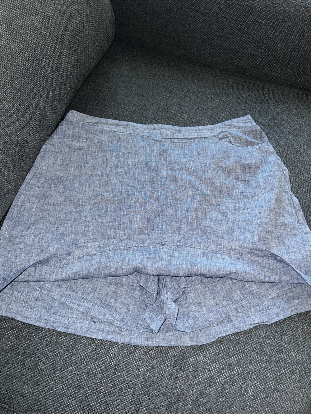 For Cynthia Light Blue Linen-Blend Skort